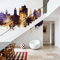 Northampton England Skyline Purple & Gold Mural Wallpaper - room preview 02