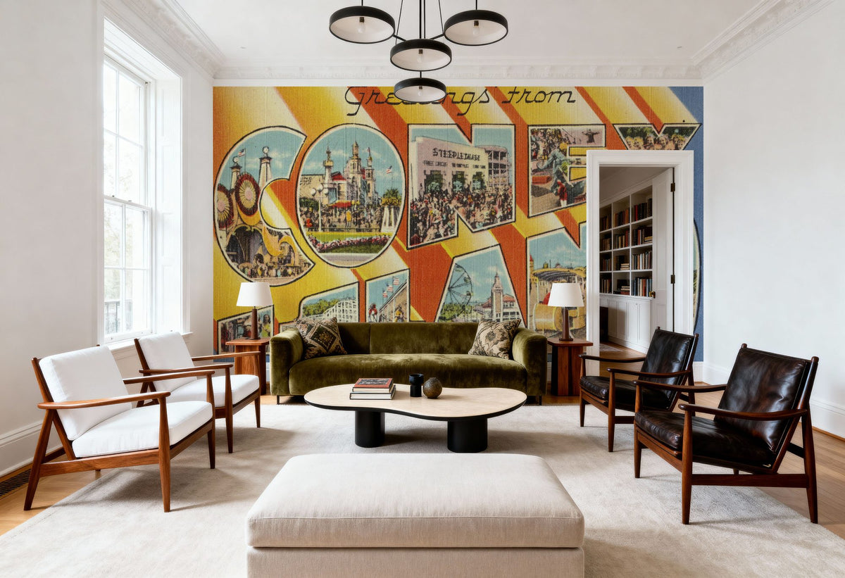 Greetings From Coney Island Mural Wallpaper - room preview 02