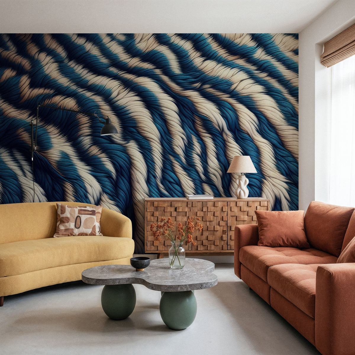 Blue Tiger Mural Wallpaper - room preview 02