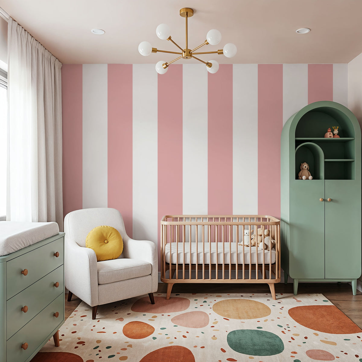 Circus Stripes, Pink Mural Wallpaper - room preview 02
