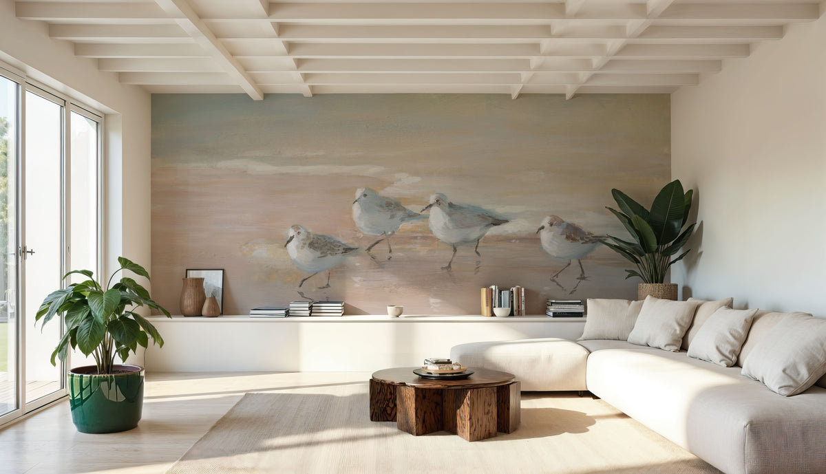 Shorebirds Mural Wallpaper - room preview 02