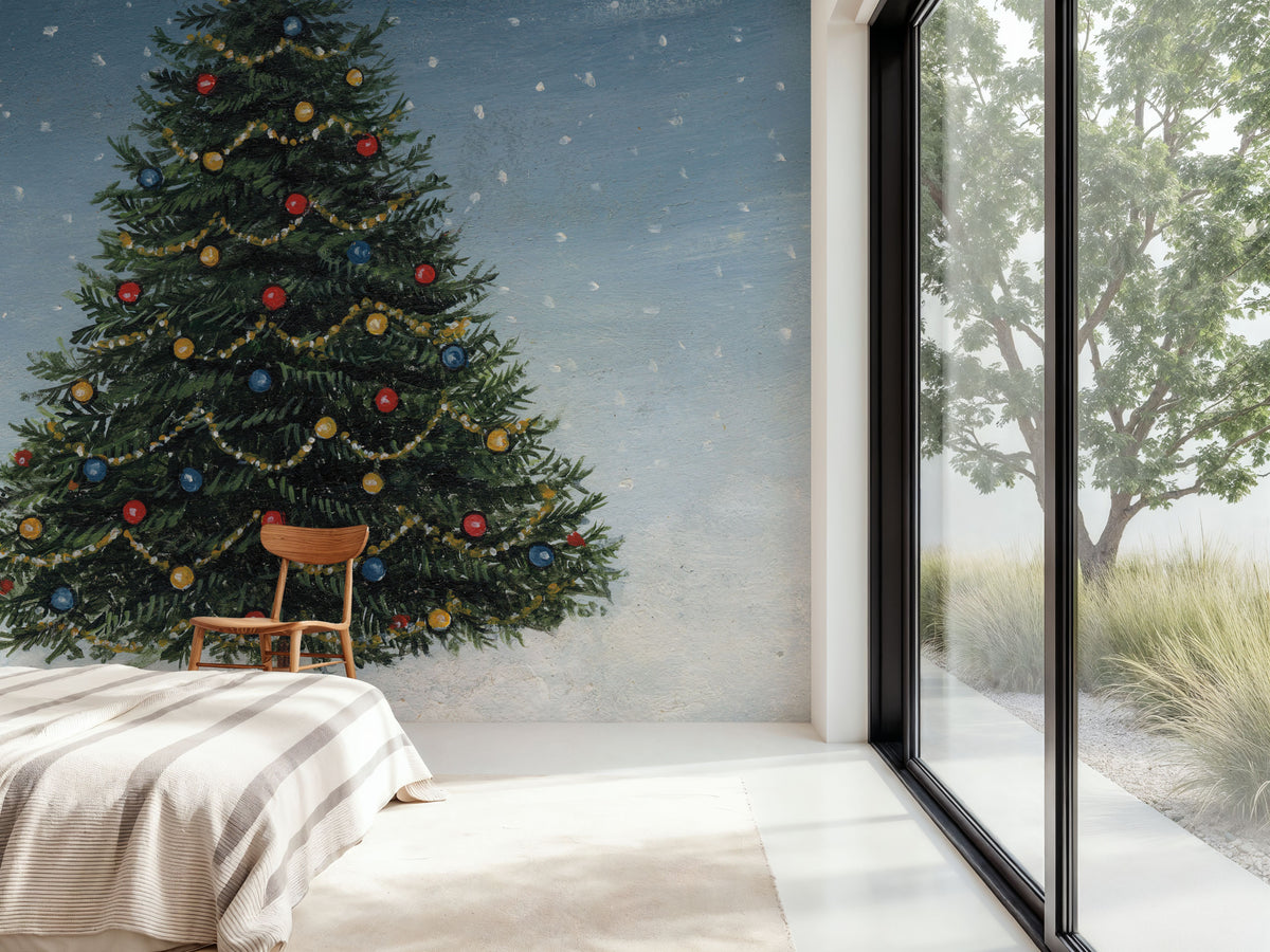 Deck the Halls Tree Mural Wallpaper - room preview 02