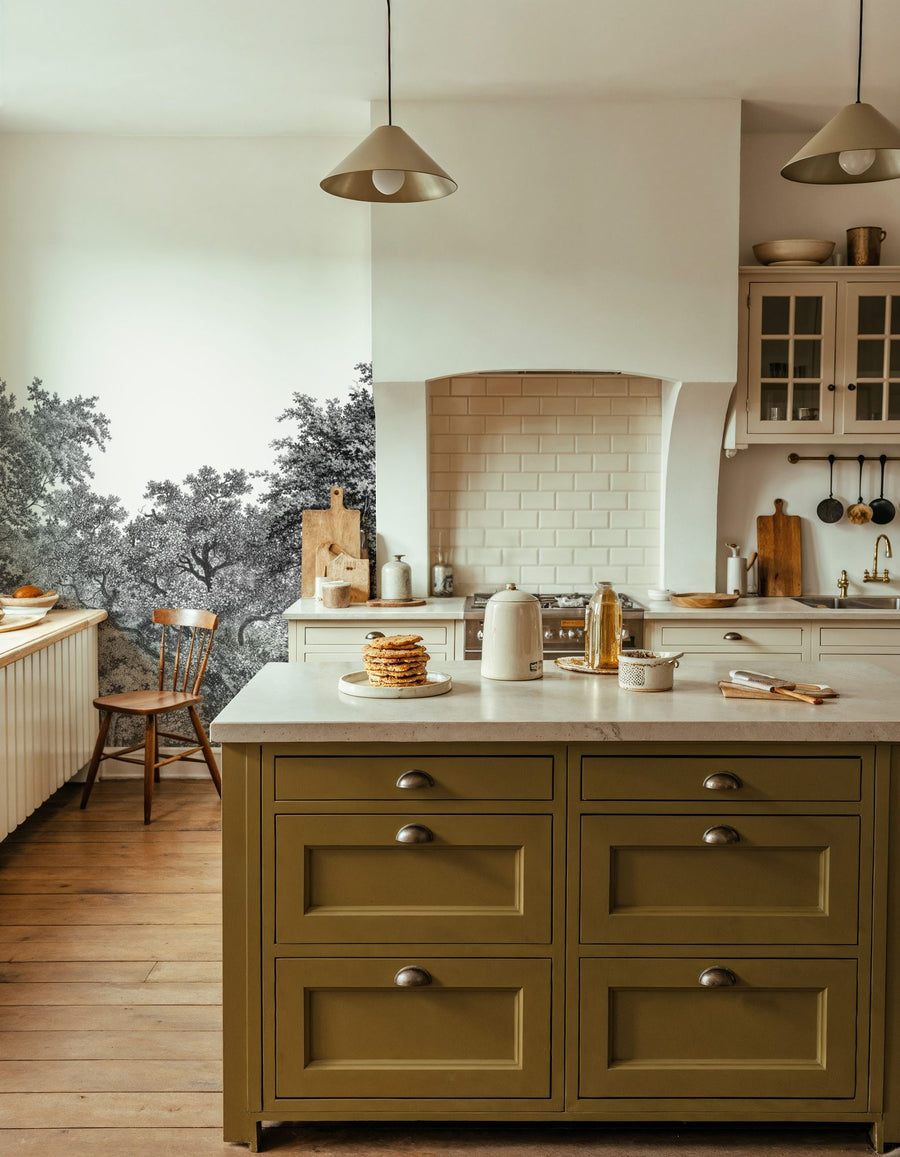 Forest Wallpaper Mural – Woodland Wall Mural – Over the Treetops, Stone