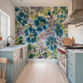 Blue Blooms Mural Wallpaper - Neutral Tone - room preview 02