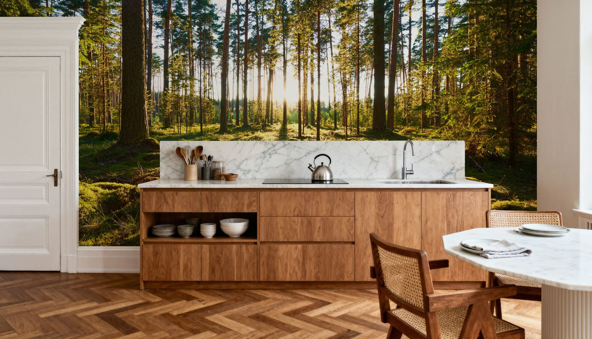 Pine Forest Sunrise Mural Wallpaper - room preview 02