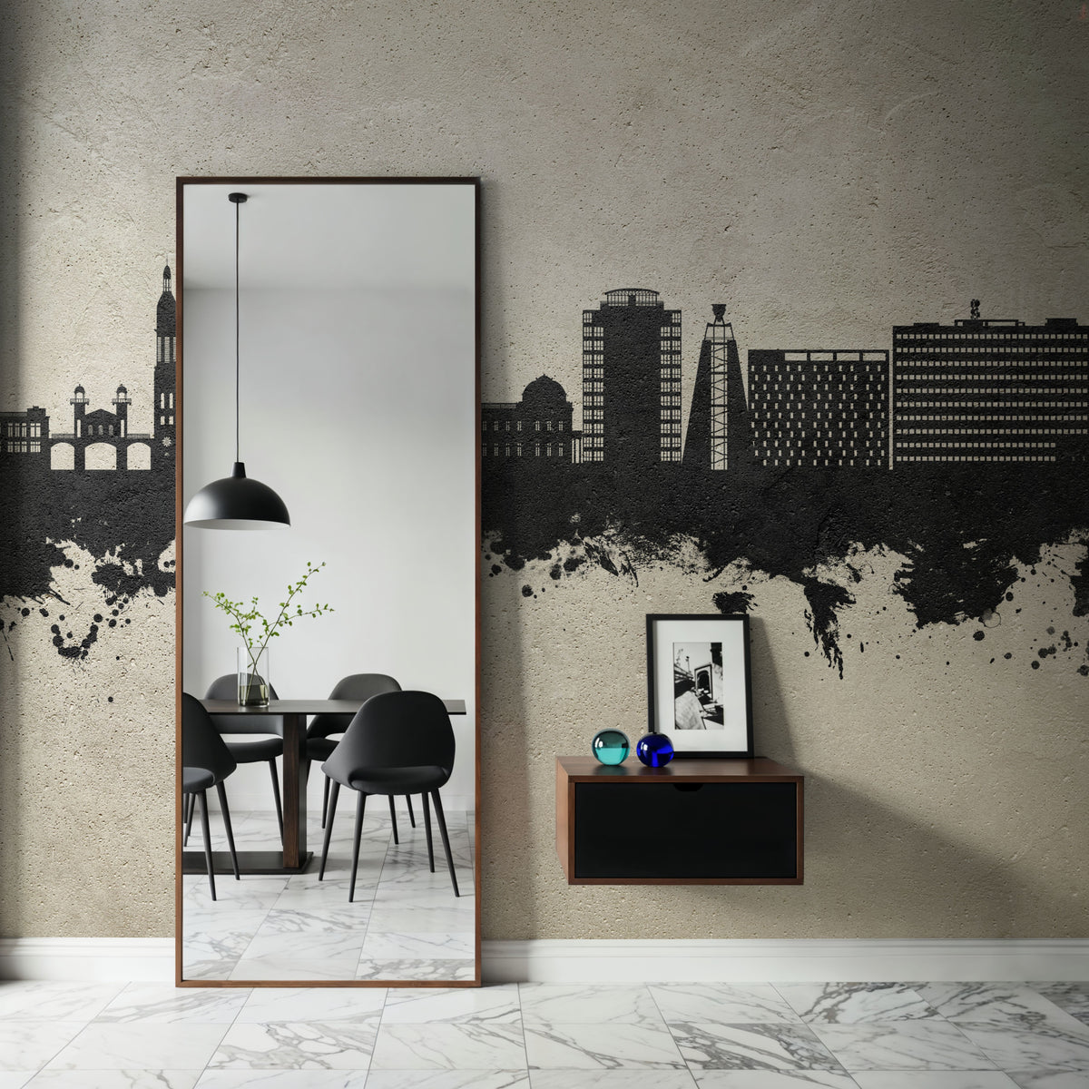 Port-au-Prince Haiti Skyline Concrete Mural Wallpaper - room preview 02