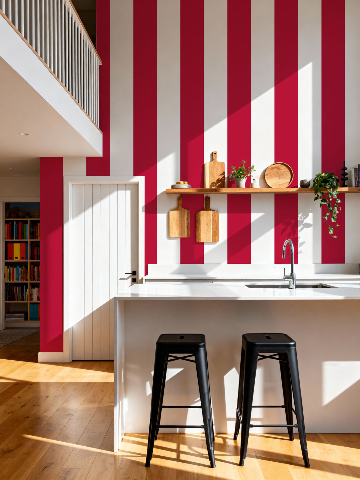 Circus Stripes, Red Mural Wallpaper - room preview 02