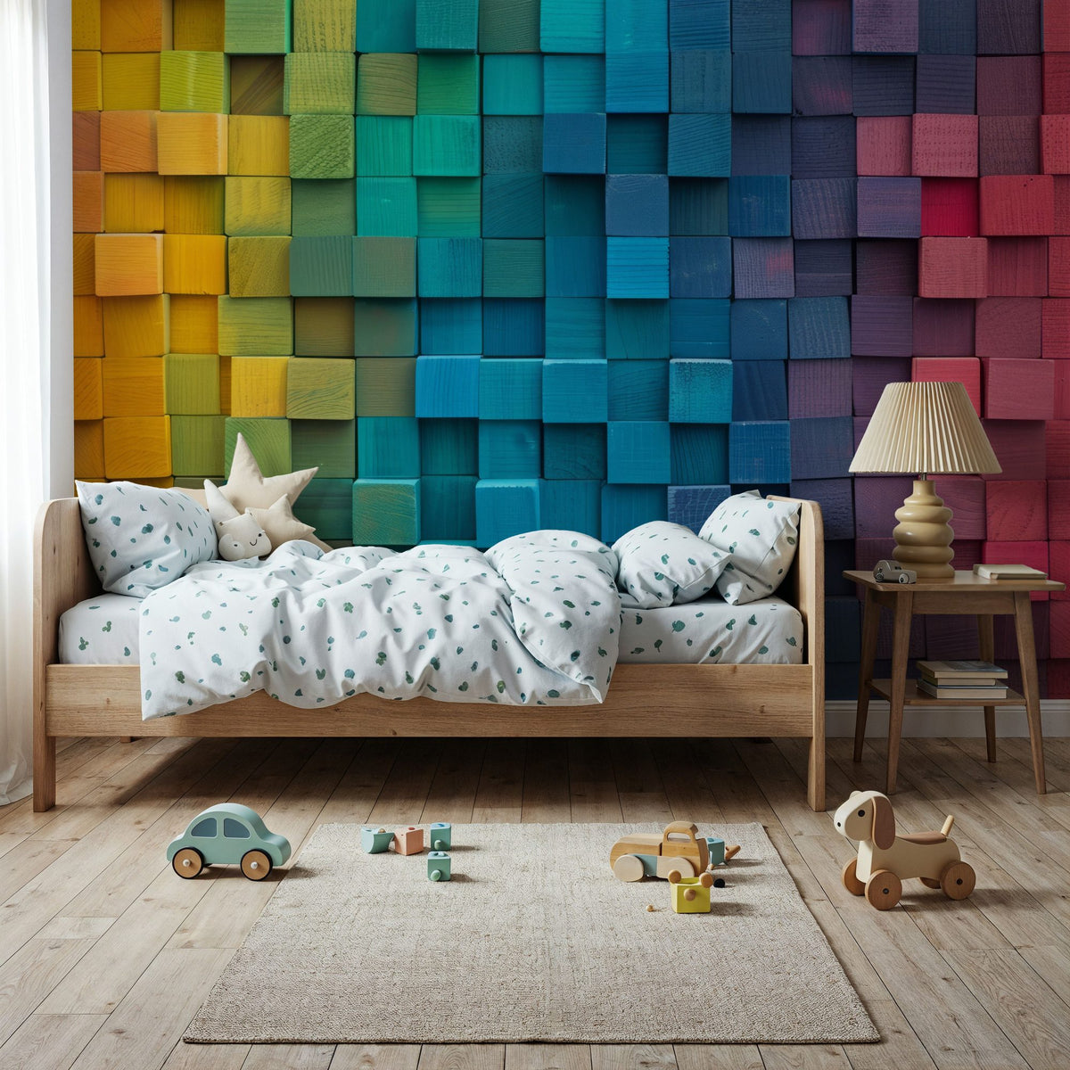 Vibrant Rainbow Stack Mural Wallpaper - room preview 02