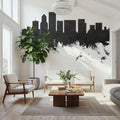 Portland Oregon Skyline Black & White Mural Wallpaper - room preview 02
