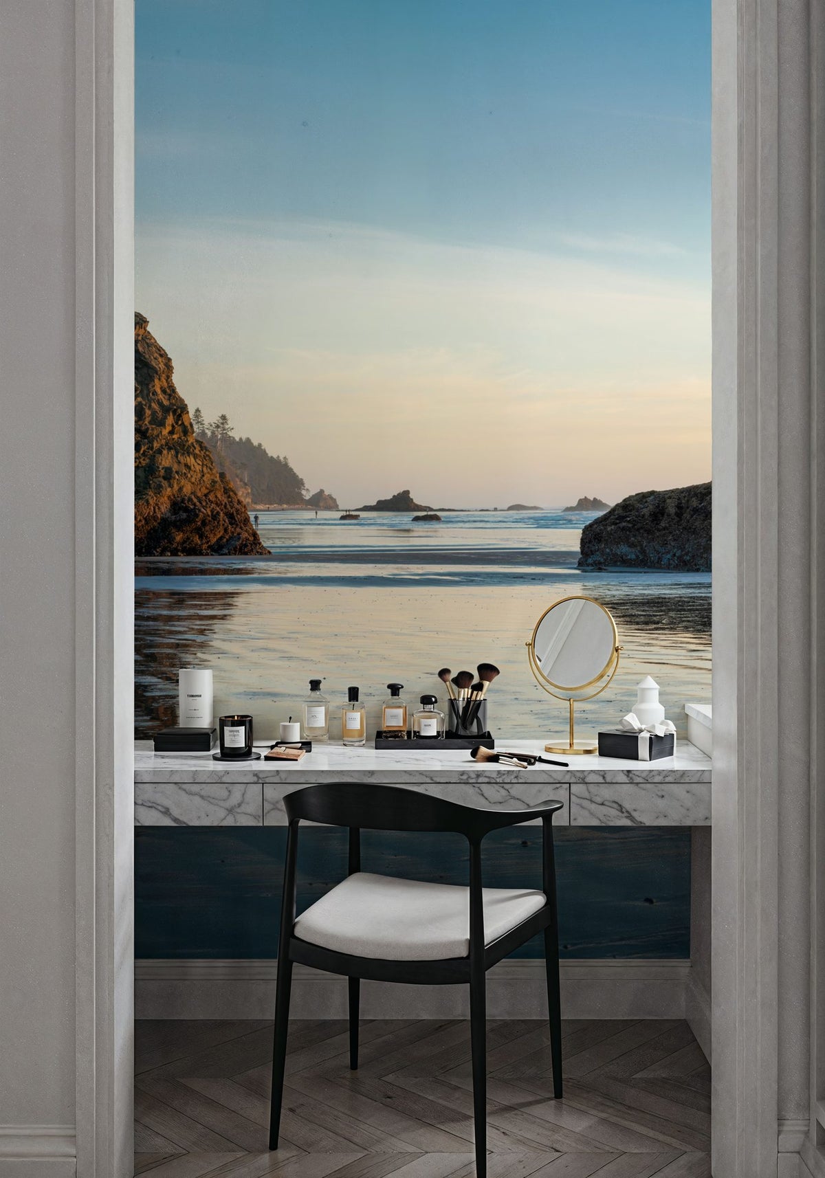 Ruby Beach Mural Wallpaper - Neutral Tone - room preview 02