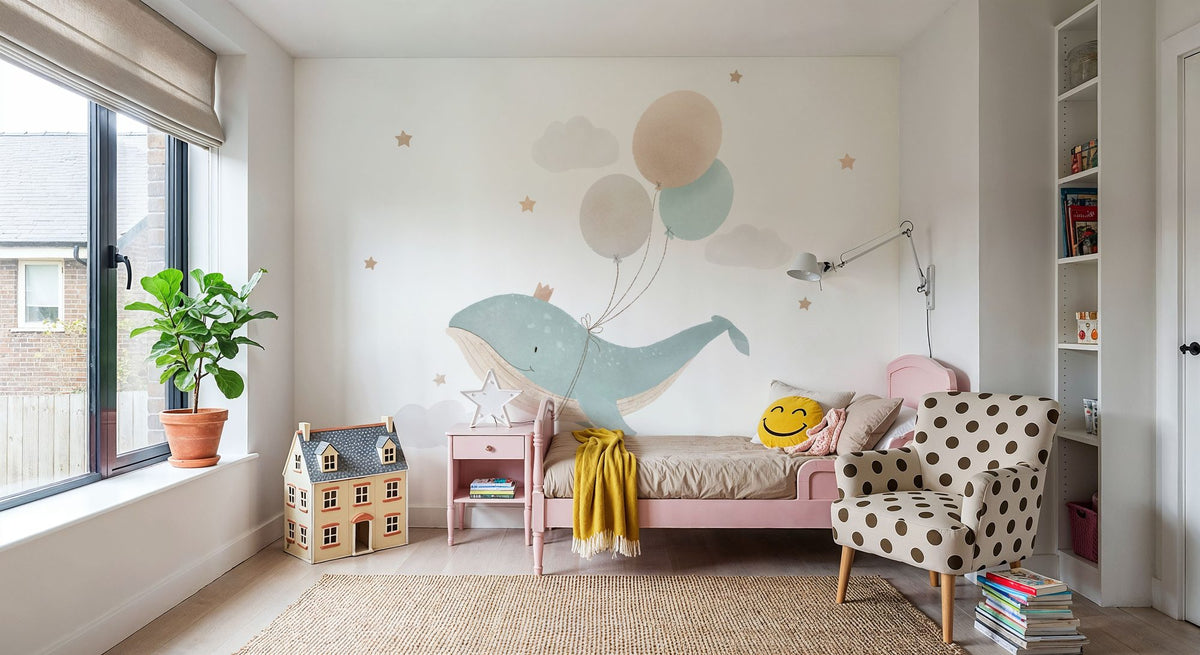 Dwellpaper Flying Whale & Air Balloons Mural Wallpaper image 2