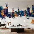 Ipswich England Skyline Blue & Bronze Mural Wallpaper - room preview 02