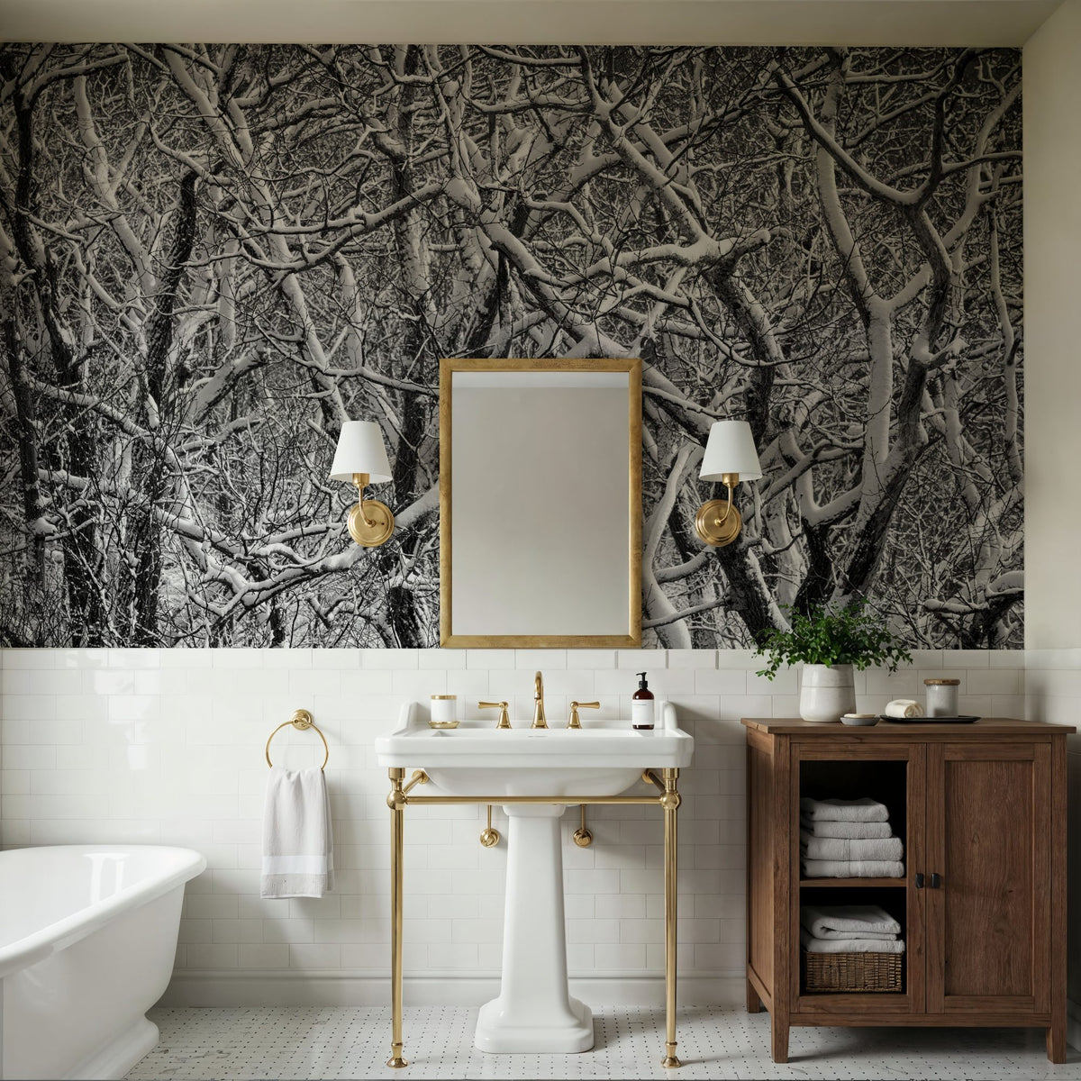 Snow Branches Mural Wallpaper - room preview 02