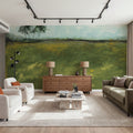 Over the Meadow Green Mural Wallpaper - room preview 02