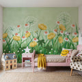Buttercup Meadow, Green Mural Wallpaper - room preview 02