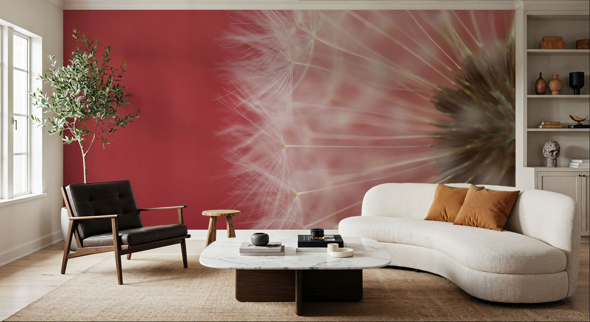 Dandelion on Red III Mural Wallpaper - room preview 02