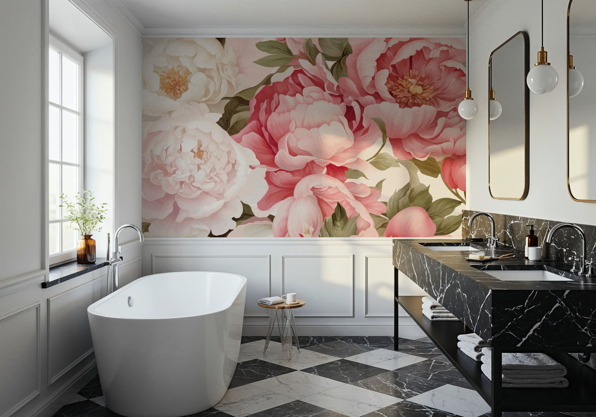 Boho Peony Mural Wallpaper - room preview 02