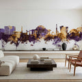 Lilongwe Malawi Skyline Purple & Gold Mural Wallpaper - room preview 02