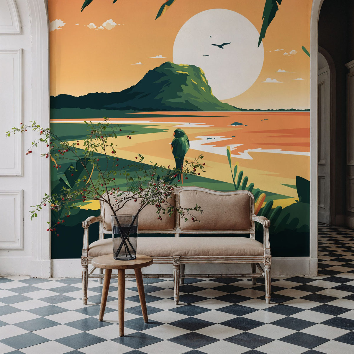 Travel Mauritius Sunset Mural Wallpaper - room preview 02