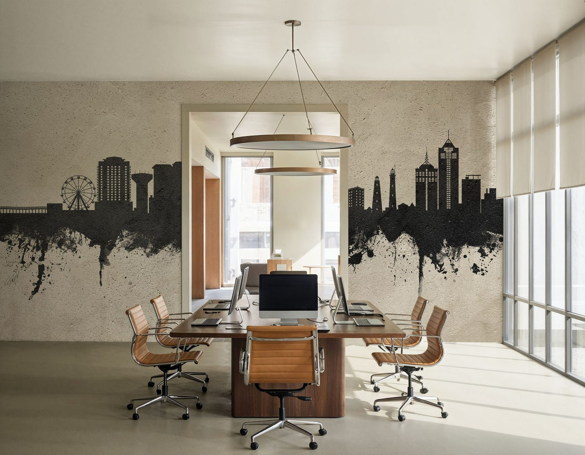 Virginia Beach Skyline Concrete Mural Wallpaper - room preview 02