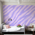 Tiger Animal Print, Pink on Lilac Mural Wallpaper - room preview 02