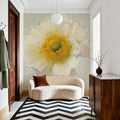 White Poppy Bit Mural Wallpaper - room preview 02