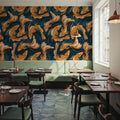Koi Fish, Ocean Blue Mural Wallpaper - Red Tone - room preview 02