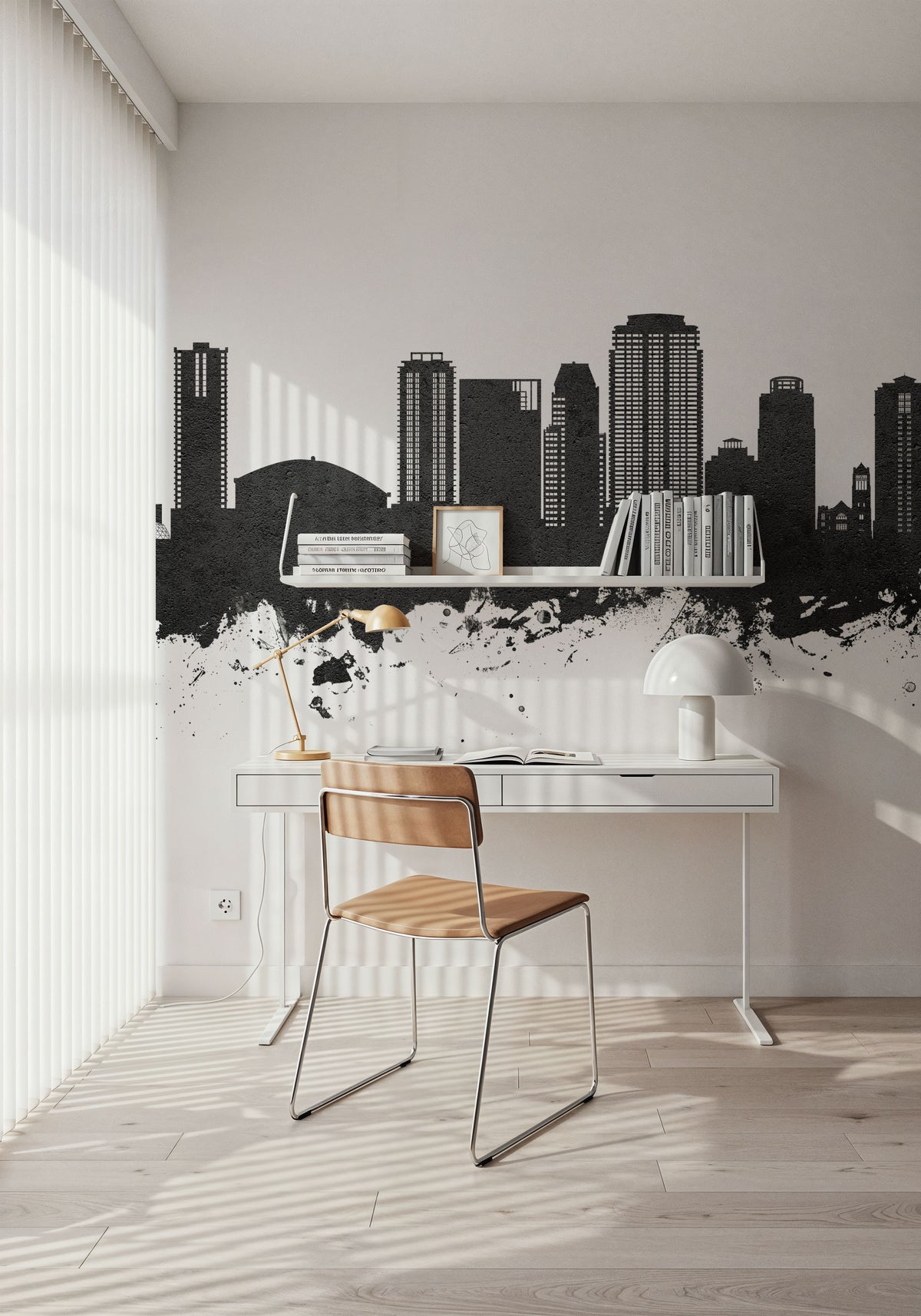 St Petersburg Florida Skyline Black & White Mural Wallpaper - room preview 02