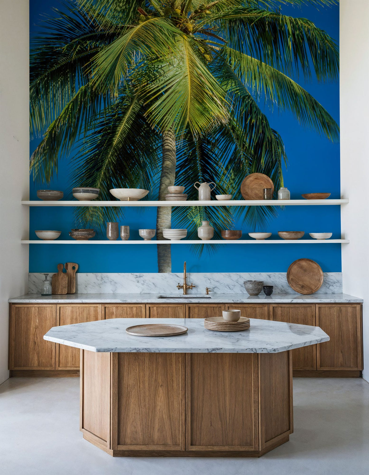 Azure Palms Vertical Mural Wallpaper - room preview 02