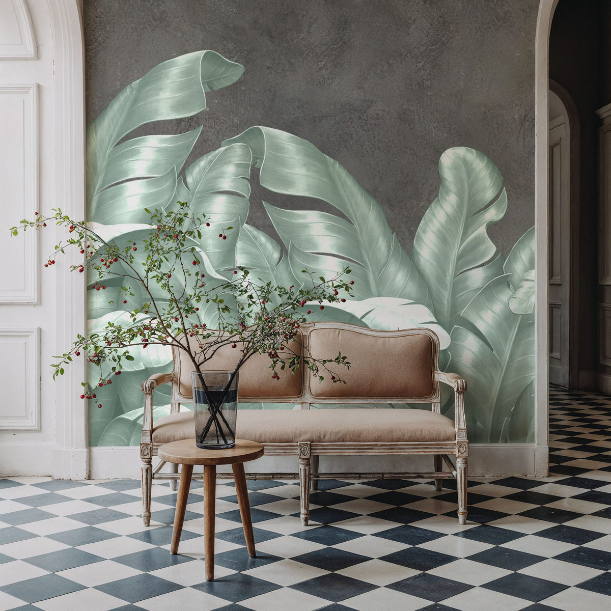 Metallic Leaves Mural Wallpaper - room preview 02