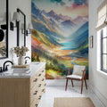 Colorful Mountain Valley Landscape Mural Wallpaper - room preview 02