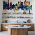Dubai Skyline Blue & Bronze Mural Wallpaper - room preview 02