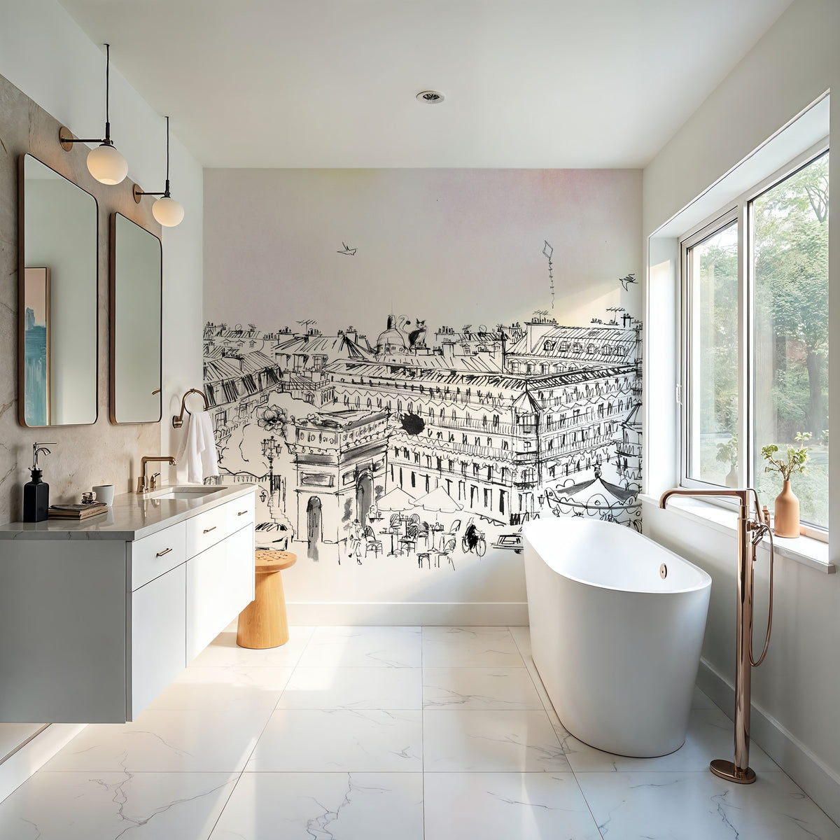Paris Rooftops Mural Wallpaper - room preview 02