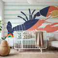 Chillin Lobster Stripes Mural Wallpaper - room preview 02