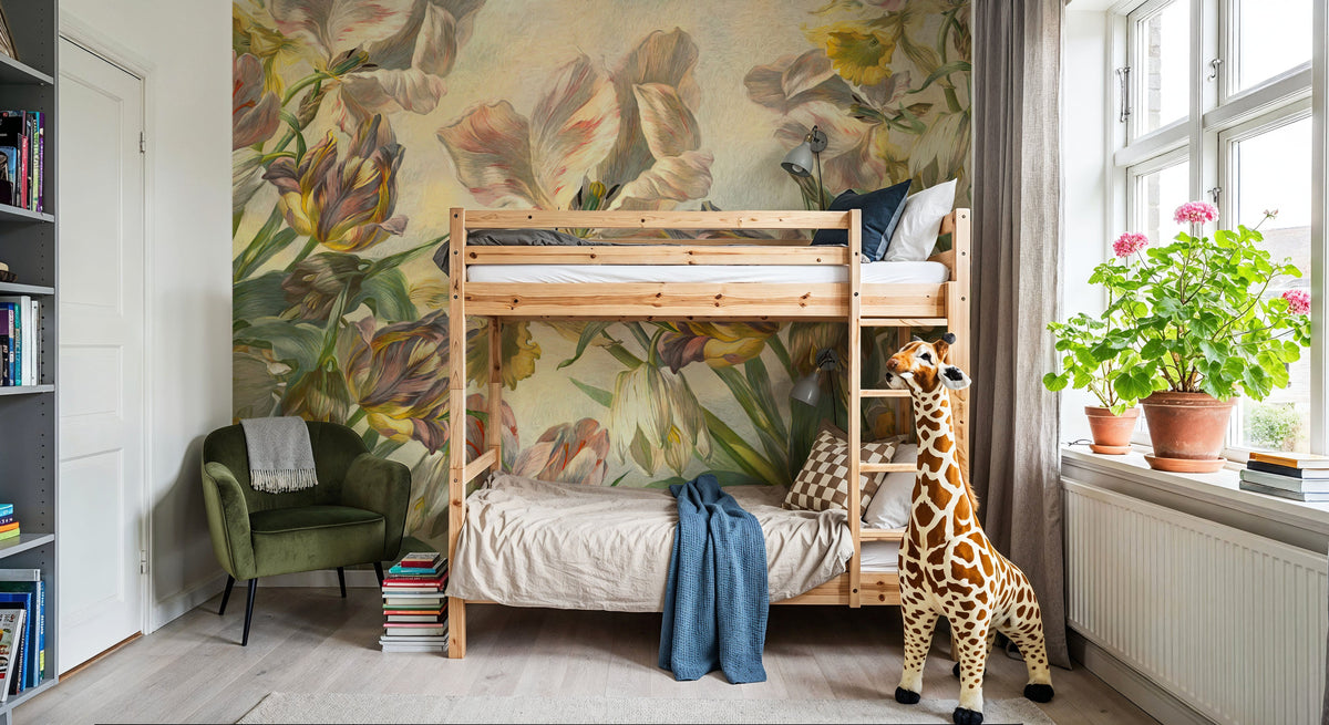 Tulips Feast, Yellow Mural Wallpaper - room preview 02