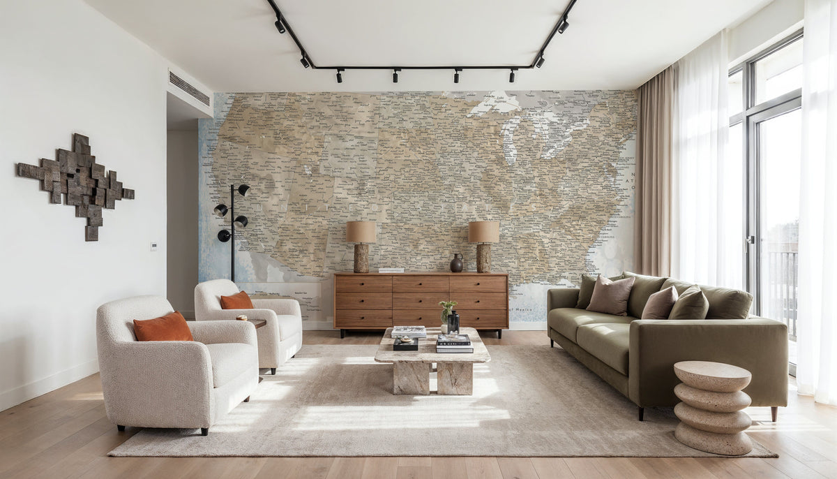 US Map Detailed - Ghada Mural Wallpaper - room preview 02
