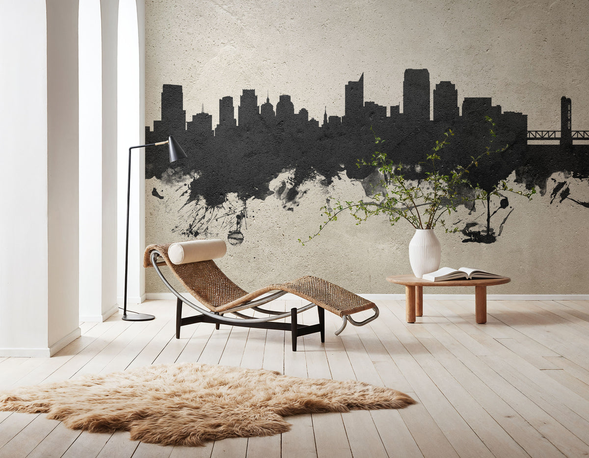Sacramento California Skyline Concrete Mural Wallpaper - room preview 02