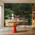 Autumn Bridge Reflection Mural Wallpaper - room preview 02