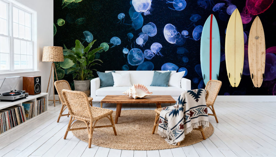 Qualle-Disco-Wandbild-Tapete