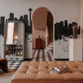 Seattle Skyline Black & White Mural Wallpaper - room preview 02