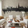 Linz Austria Skyline Concrete Mural Wallpaper - room preview 02