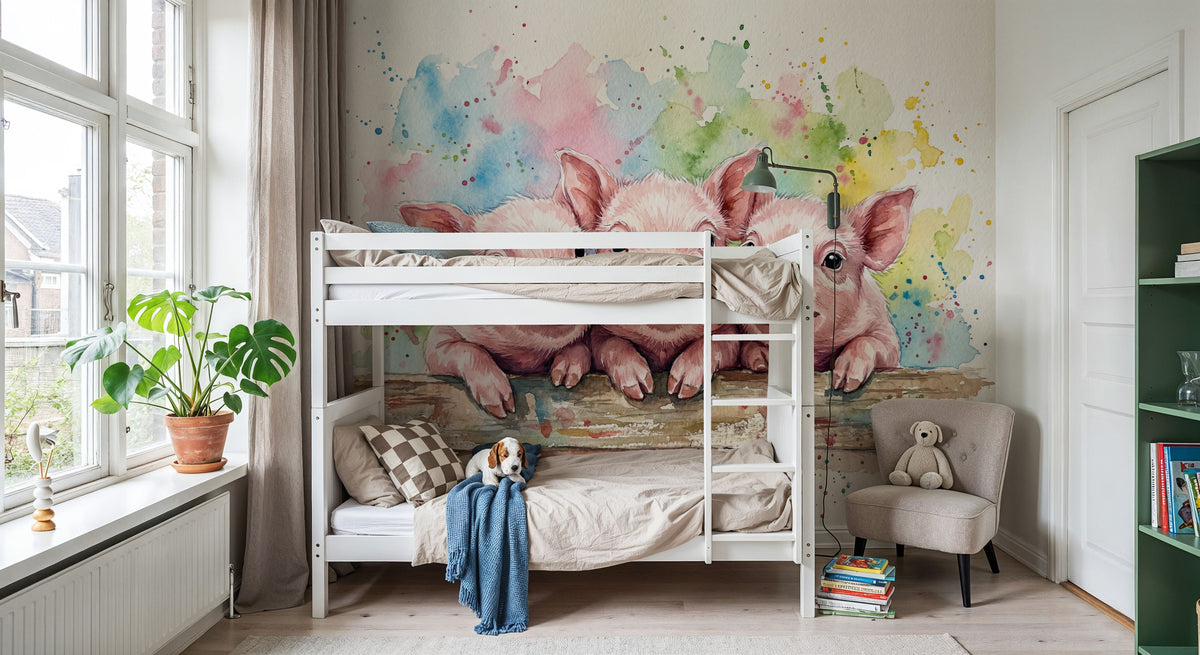 Piglets - Cute Baby Animals Series Mural Wallpaper - room preview 02