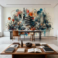 Watercolor Skyline Tokyo I Mural Wallpaper - room preview 02