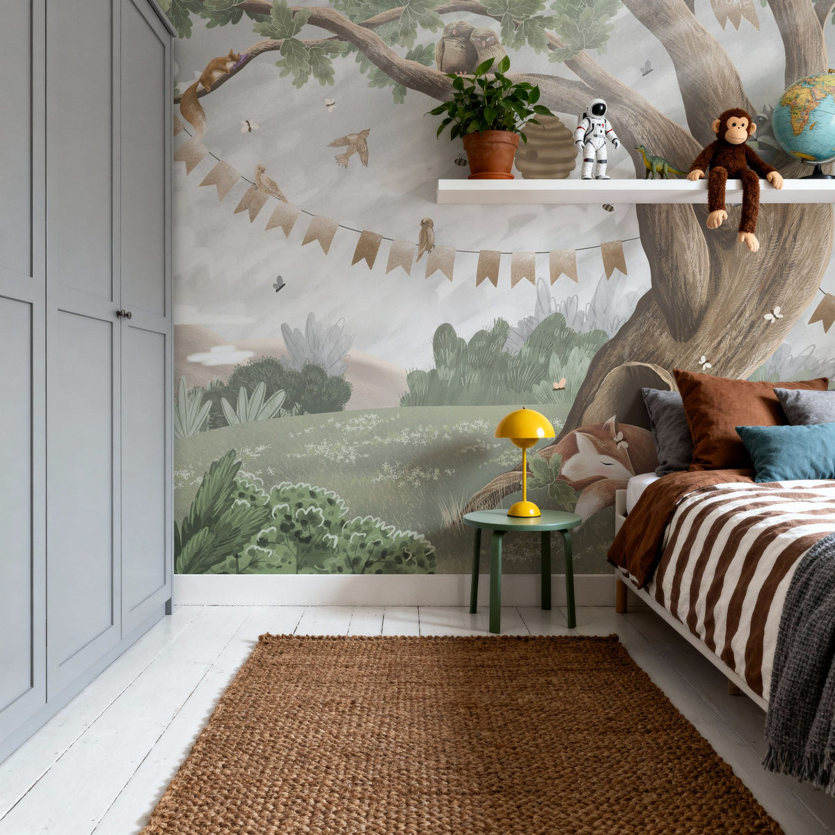 Oak Hill Slumber, Soft Green Mural Wallpaper - room preview 02
