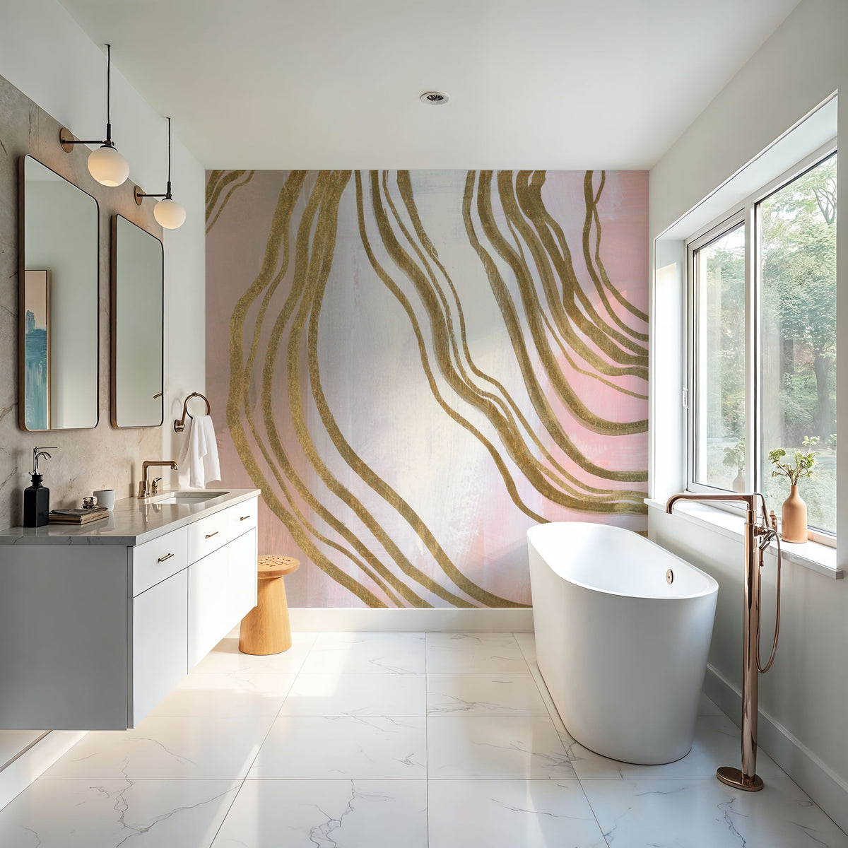 Pink and Bright Abstract II Mural Wallpaper - room preview 02
