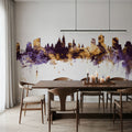 Ottowa Canada Skyline Purple & Gold Mural Wallpaper - room preview 02