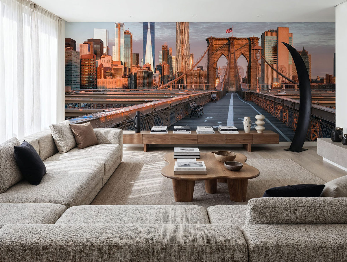 Brooklyn Bridge At Sunrise Mural Wallpaper - room preview 02