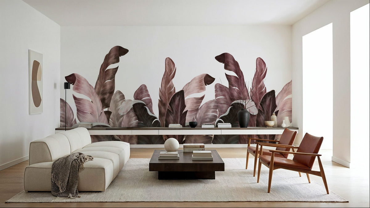 Leaves in Que Mural Wallpaper - room preview 02