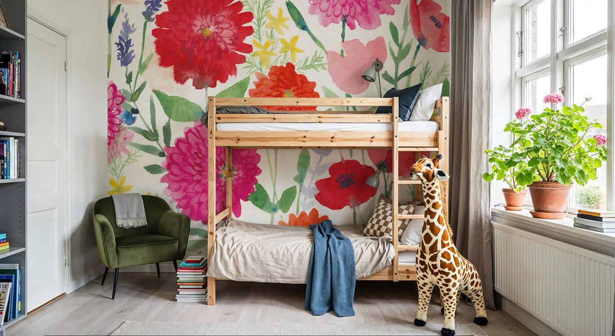 August Flowers Mural Wallpaper - room preview 02