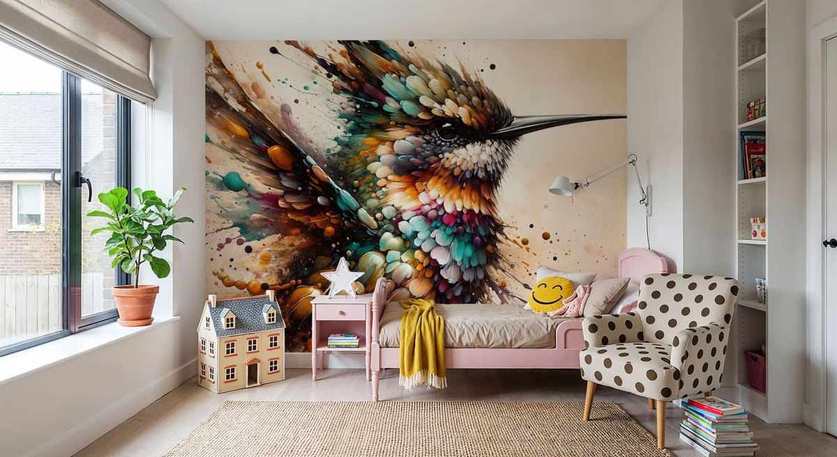 Powerful Hummingbird Mural Wallpaper - room preview 02